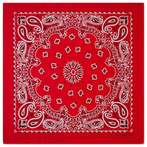The Peacock Crew Red Bandana for Men and Women in Premium Soft Cotton – Classic Western Cowboy Paisley Scarf, Versatile Headband or Neck Accessory, Gift Kraft Packaging