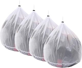 Booding 4 Pièces Sac à Linge,Filet à Linge pour Machine a Laver avec Cordon de Serrage Filet de Lavage & Sacs de Lavage,Sacs à Bandoulière pour Protéger Vos Vêtements,sous-vêtements,Soutien-Gorge