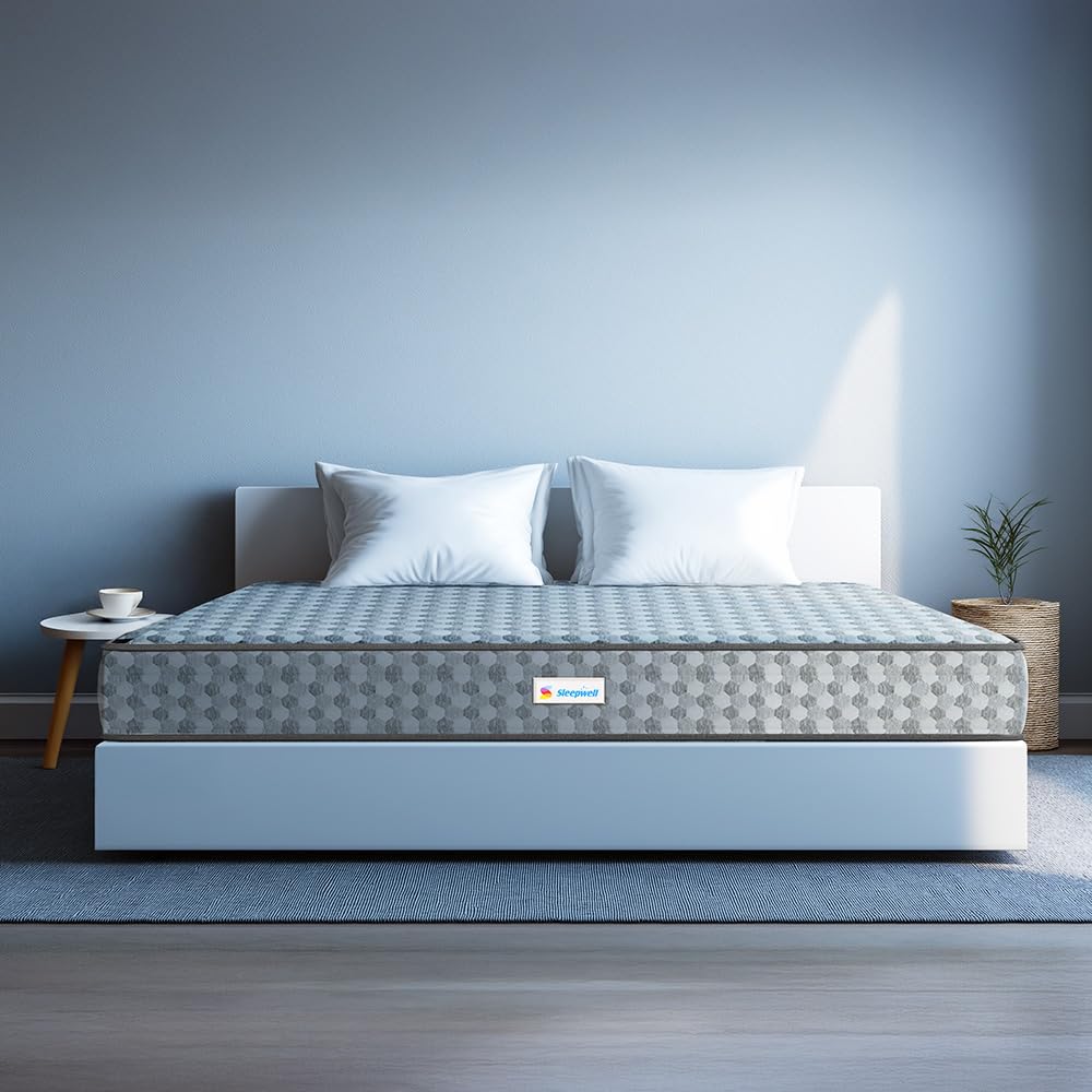 Sleepwell Dual Pro Profiled Mattress | Reversible | Acuprofile HR Foam | Gentle & Firm Support | Anti-Sag | Neem Fresche Technology | Single Size | 78X72X8 | 5 Yrs Warranty