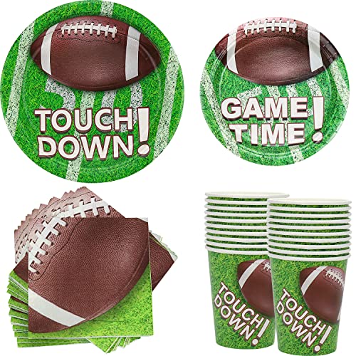 Football Party Supplies Sports Theme Party Pack For Game Day And Birthday Including Dinner Plates, Dessert Plates, Cups, Napkins, Spoons, Knives, Forks, Tablecloth, Banner, 182Pcs, Serves 20 (A) #TOP7