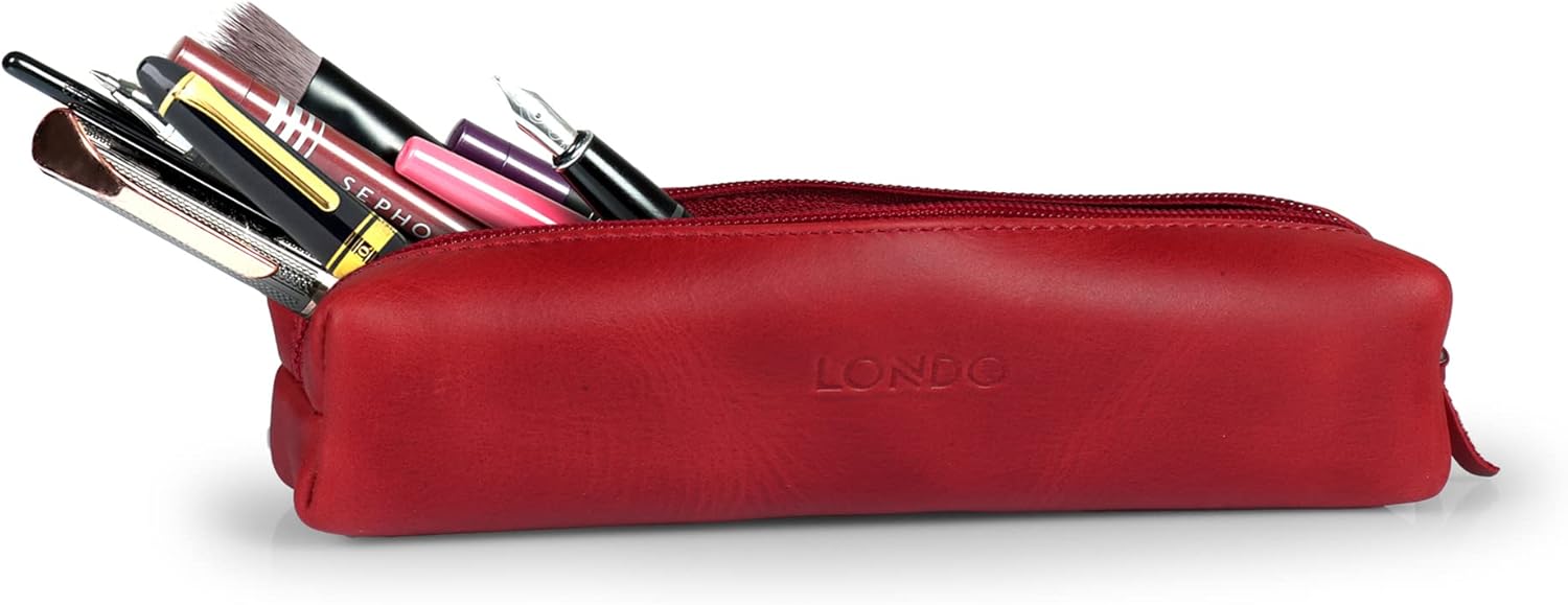 Londo Genuine Leather Zipper Pen, Pencil & Cosmetic Case - Image 5