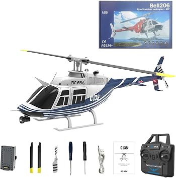 URFunModel 1/33 206 RC Helicopter for Adults, 2.4G 6CH 1 Battery Military Remote Control Helicopter, Single-Propeller Aileronless RC Aircraft RC Airplane RC Flying Plane Toy Gift -RTF