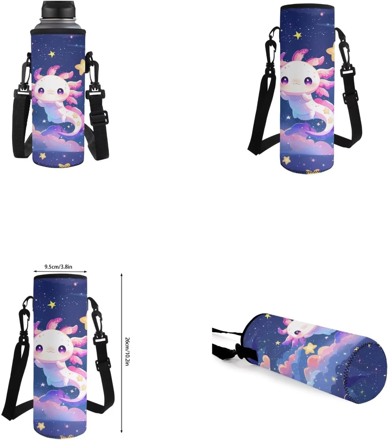 Galaxy Axolotl Backpack for Girls Kids School Backpack with Lunch Box Water Bottle Sleeve and Pencil Case Cute Bookbags for Teen Girls School Bag with Front Pocket for Elementary Students 17"