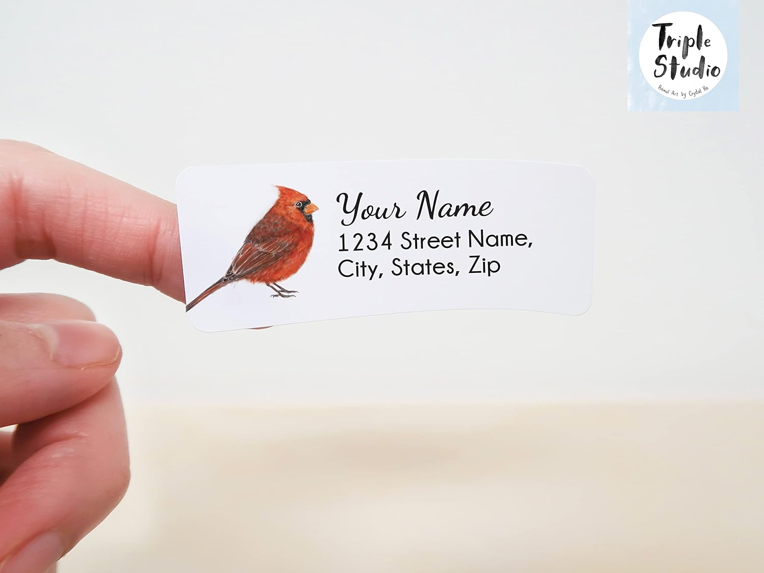 Red Cardinal Personalized Return Address Label, Set of 120 Bird Stickers, Welcome Home Spring Gifts, Office Supplies, Self- Adhesive, Handmade…
