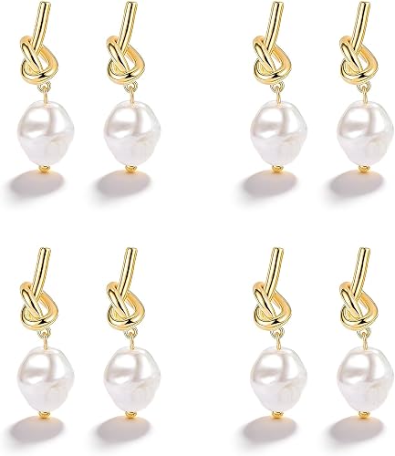 Bridesmaid Proposal Gifts Bridesmaid Earrings for Women Pearl Knot Drop Earrings