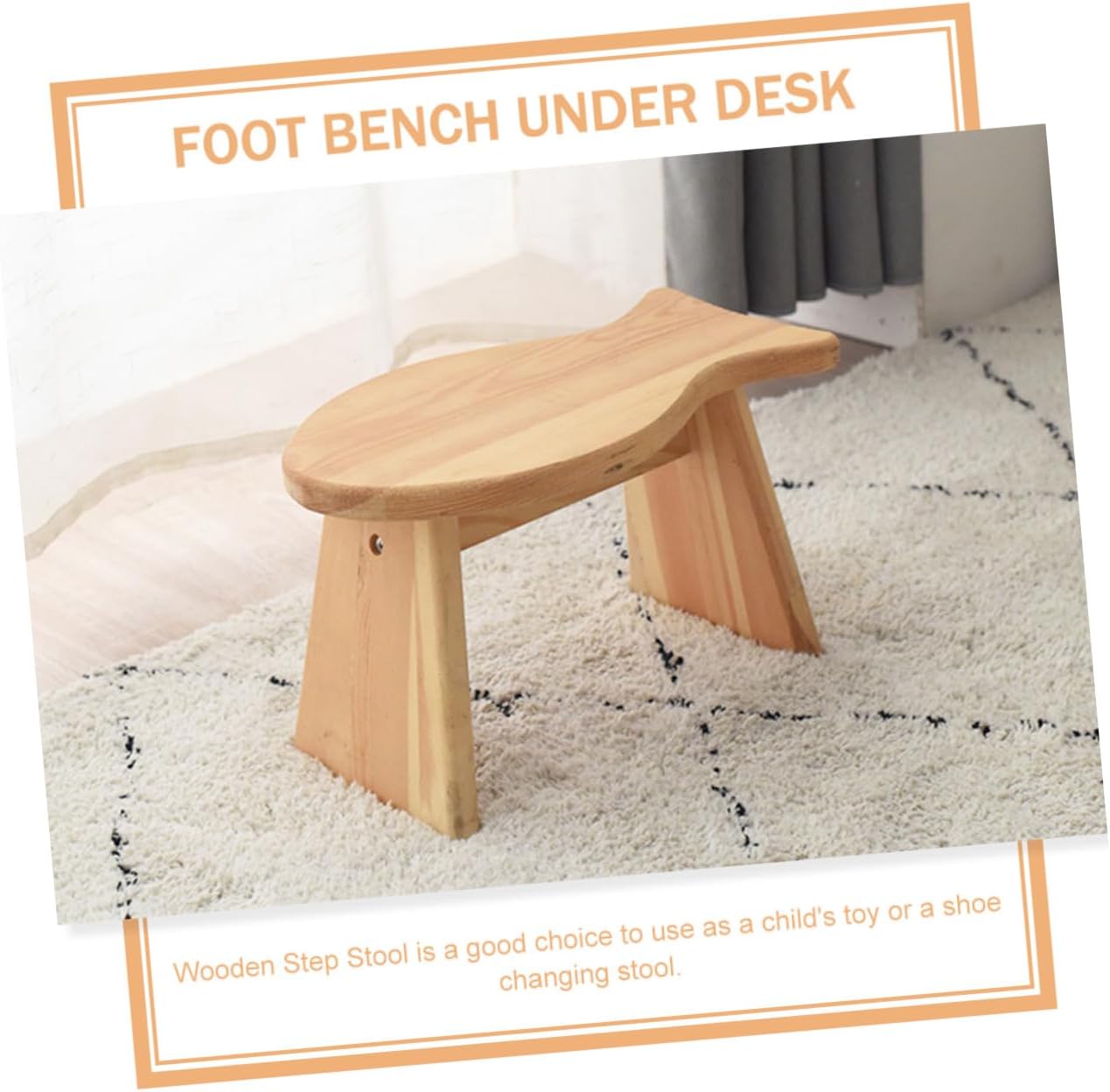 Solid Wood Fish-Shaped Stool for Boy Girl Portable Low Stool for Home Use for Shoe Changing Bathroom Living Room and Entryway Decor Safe and Sturdy Design