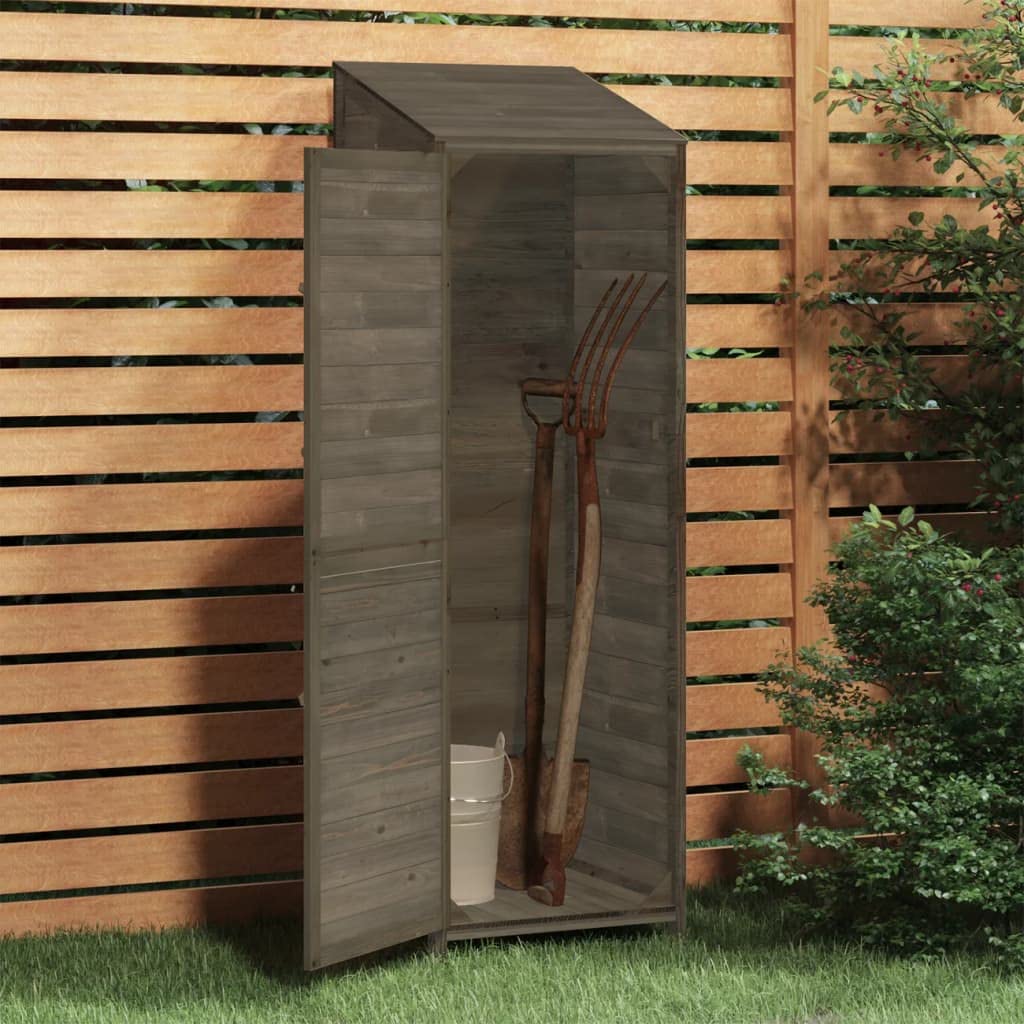 Caseta para herramientas, 55 x 52 x 174,5 cm, madera maciza de abeto con espacio de almacenamiento, marco de madera y soporte de pared para herramientas, cortacésped, bicicleta