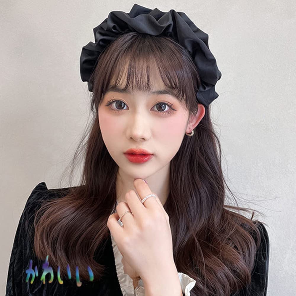 Amazon.co.jp: YUAWIN カチューシャ フリル 黒 サテン 日常使う