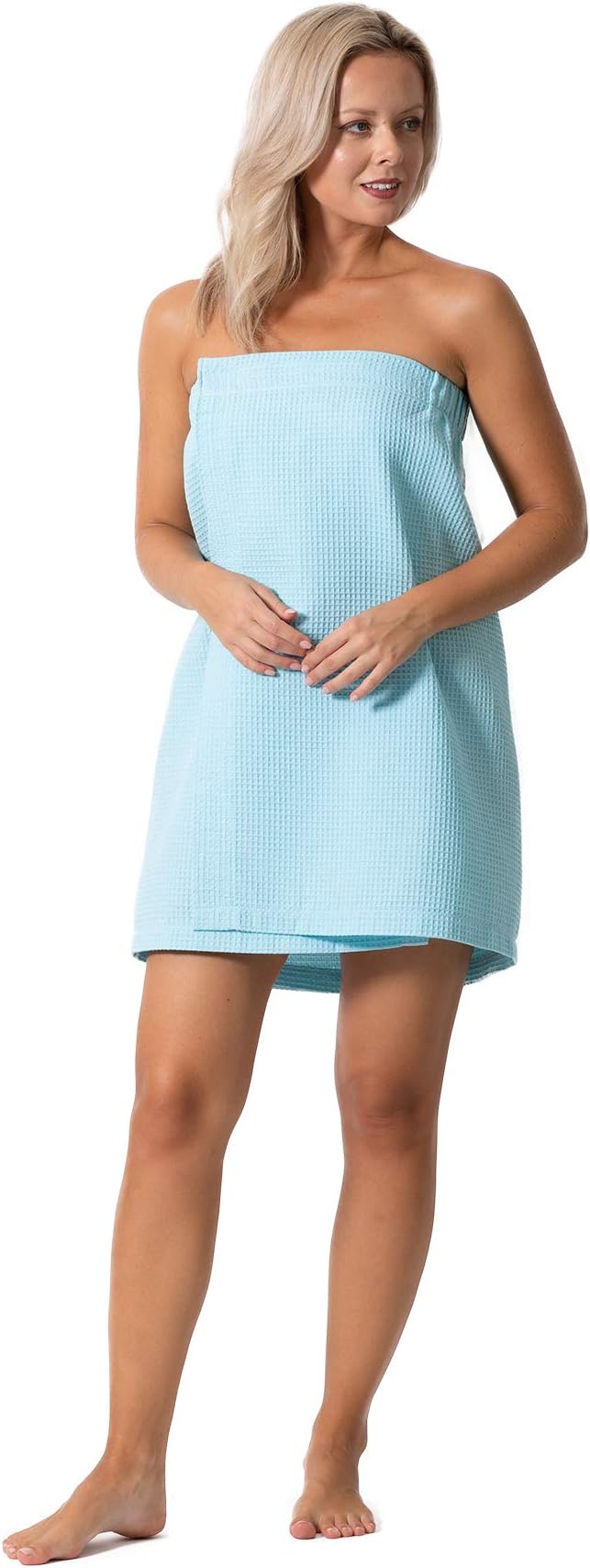 Turkish Linen Women’s Waffle Spa Body Wrap with Adjustable Closure