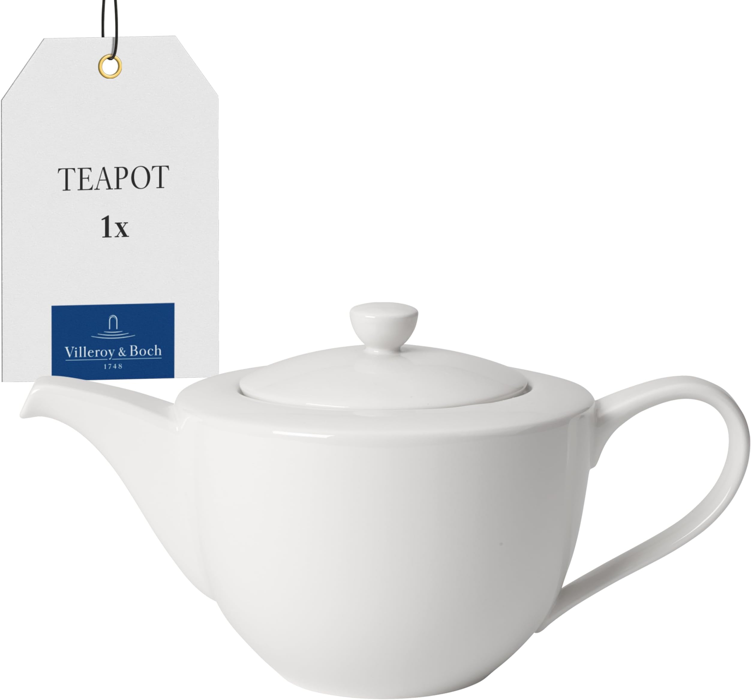 For Me Teapot, white premium porcelain jug with handle and lid, dishwasher safe, 1300 ml