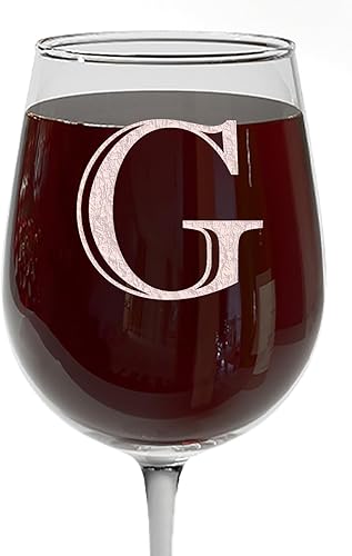 Miniatura 19 de Copa de vino grabada con monograma de 16 onzas (letra R) – Regalos personalizados de la A-Z para mujeres, regalos de vino personalizados para ella
