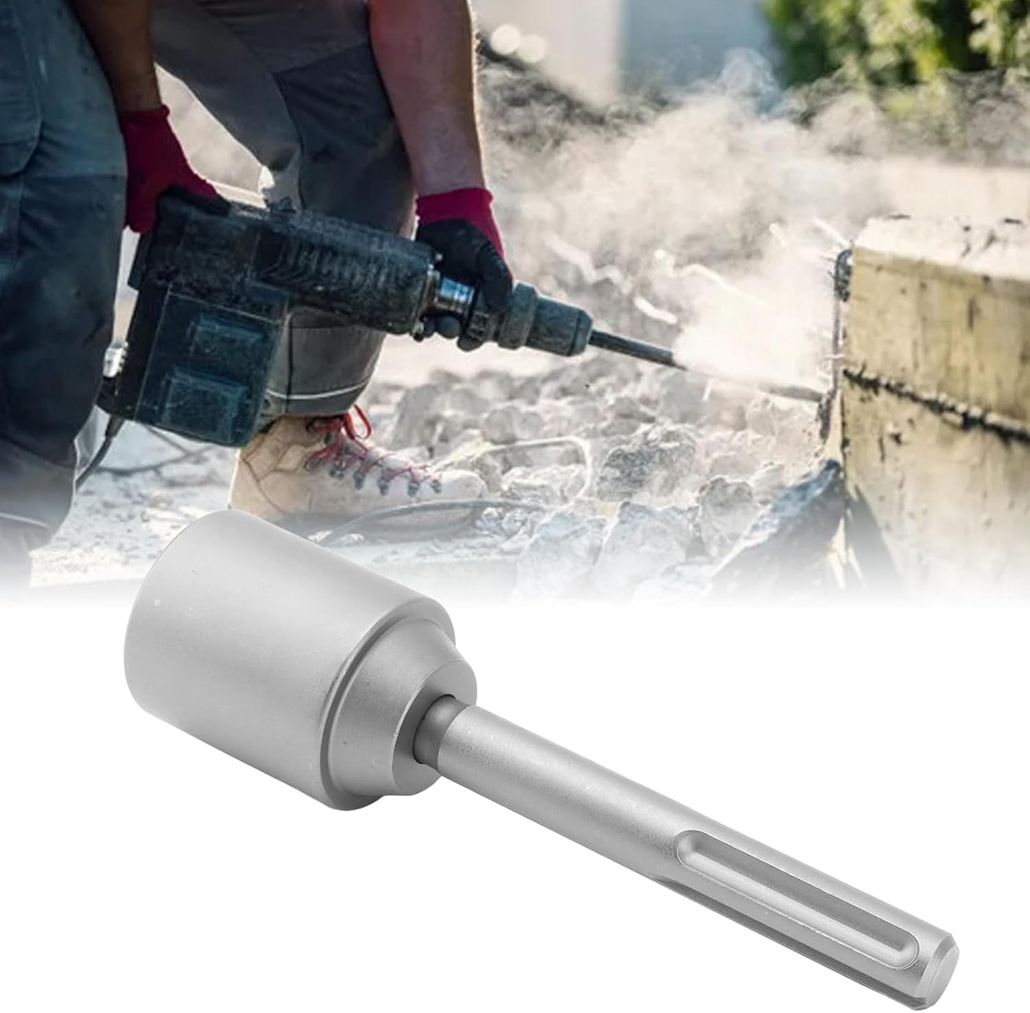 T Post Driver Hammer Drill, 5 Pits Shank Steel Bit, 20cm Length Hand Post Pounder for Outdoor Farm Construction (45mm)