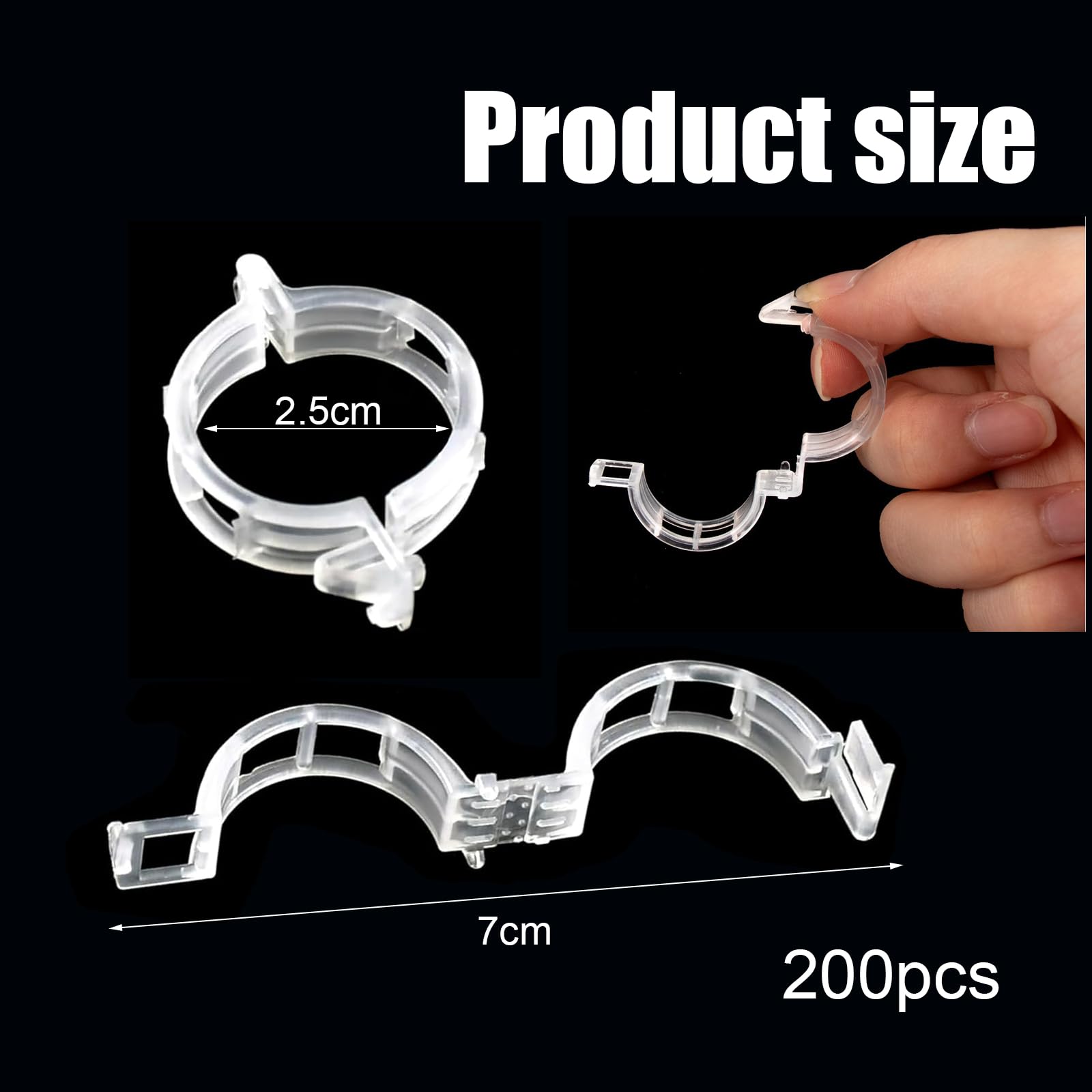 200 pcs Support pour Plantes de Jardin Clips pour Les légumes Tomate Vigne tiges de Croissance Droit et Plus Sain 2.5cm x 2cm Blanc