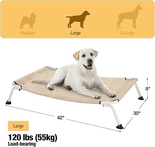 Miniatura 5 de Veehoo Cama Elevada para Perros para Exteriores, Camas Elevadas Impermeables y Refrescantes para Perros Grandes, Hamaca Curvada Fuera del Suelo para