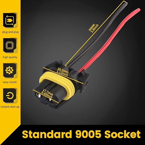 Miniatura 2 de Qasim 9005 9006 HB3 HB4 Adaptador de cableado hembra para faros delanteros, conector de luces antiniebla (paquete de 4)