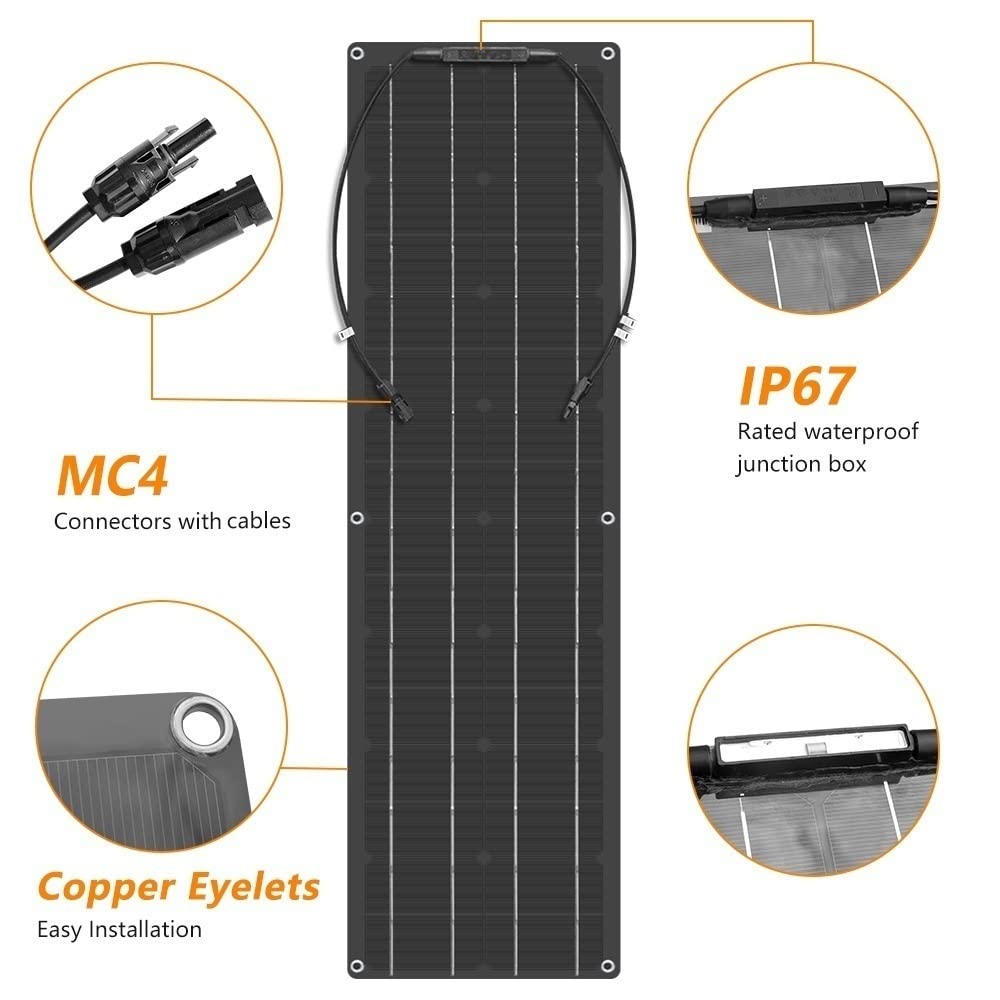 Pannello Solare Pannello Solare 50W100W Pannello Solare Impianto Solare Fotovoltaico Tetto RV RV Barca Ricarica(White Double Board)