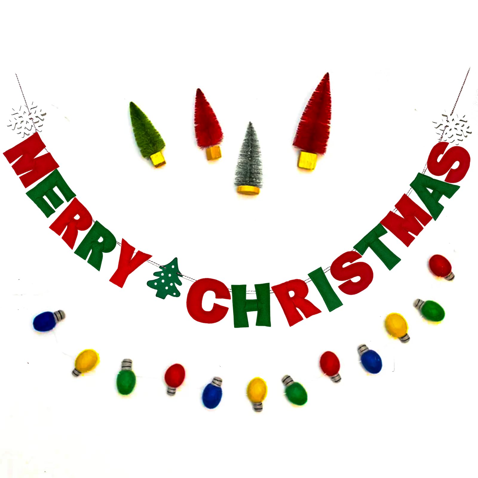 Pre-Strung Red Green Merry Christmas Felt Garland Banner, Christma Banner Party Decor - Image 3