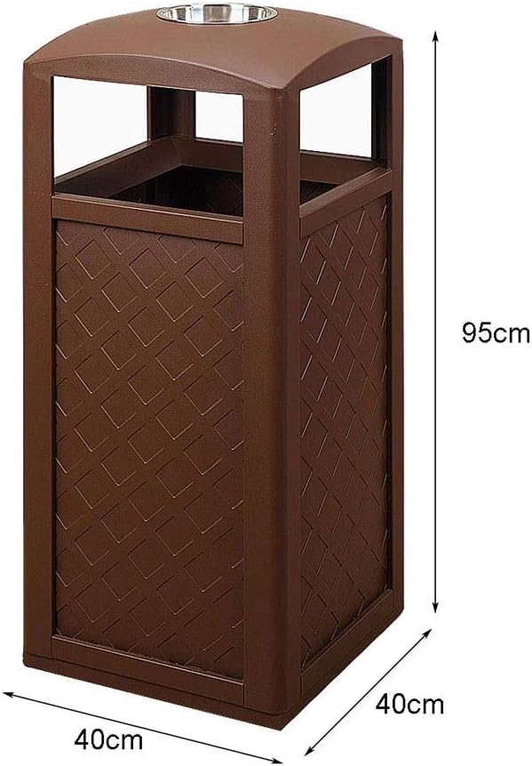 Waste Bins,Outdoor Ashtray Indoor and Outdoor Trash Cans Classical Indoor and Outdoor Trash Cans with Ashtray Commercial Stainless Steel Garbage Can Decometal Panel for Coffee Houses Campuses/C/a
