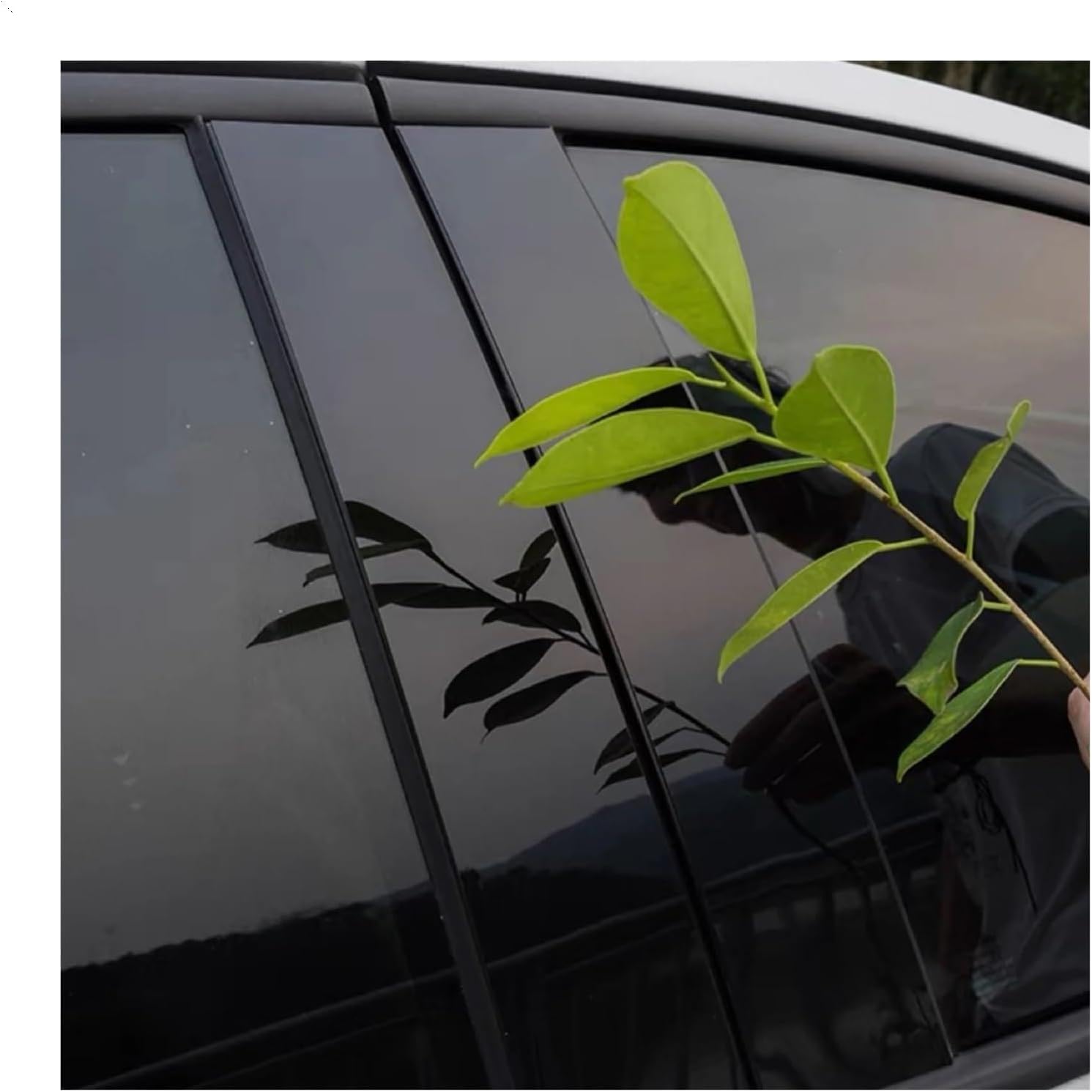 Silver Carbon Glossy Black Pillar Posts Compatible for Toyota Highlander Kluger 2008-2013 Door Side Window Cover(Glossy Black)