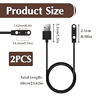 Vista 2 de Paquete de 2 cables de carga magnéticos para reloj inteligente, universal de 2 pines de 0.300 in, cable de carga de repuesto compatible con reloj