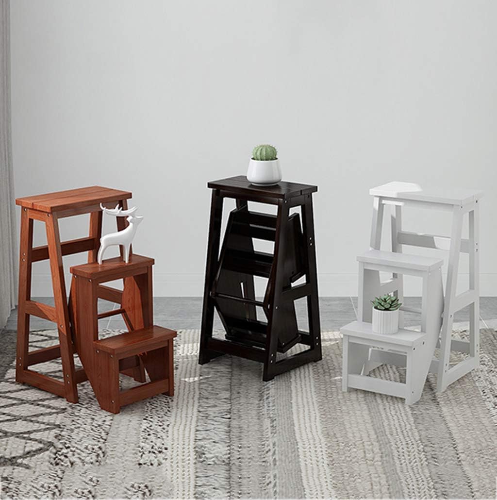 Folding Portable Ladder Step Stool Strong and Durable 3-Layer Stool Pedal Solid Wood High Stools Change Shoe Wooden Bench Bathroom Stools Low Stool Fashion Dual-Use Climb Furniture