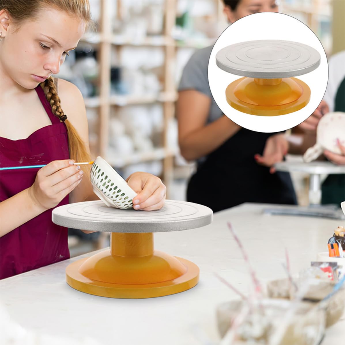 Luxshiny 2 Pezzi Alzata Girevole per Torta in Plastica e Metallo Rotazione Silenziosa e Resistenza all'Usura per Decorazione Torte e Creazioni Artistiche