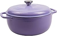 Vista 21 de Lodge Horno Holandés de Hierro Fundido Esmaltado de 6 Cuartos con Tapa – Asas Dobles – Apto para Horno hasta 500°F o en Estufa – Úselo para Marinar