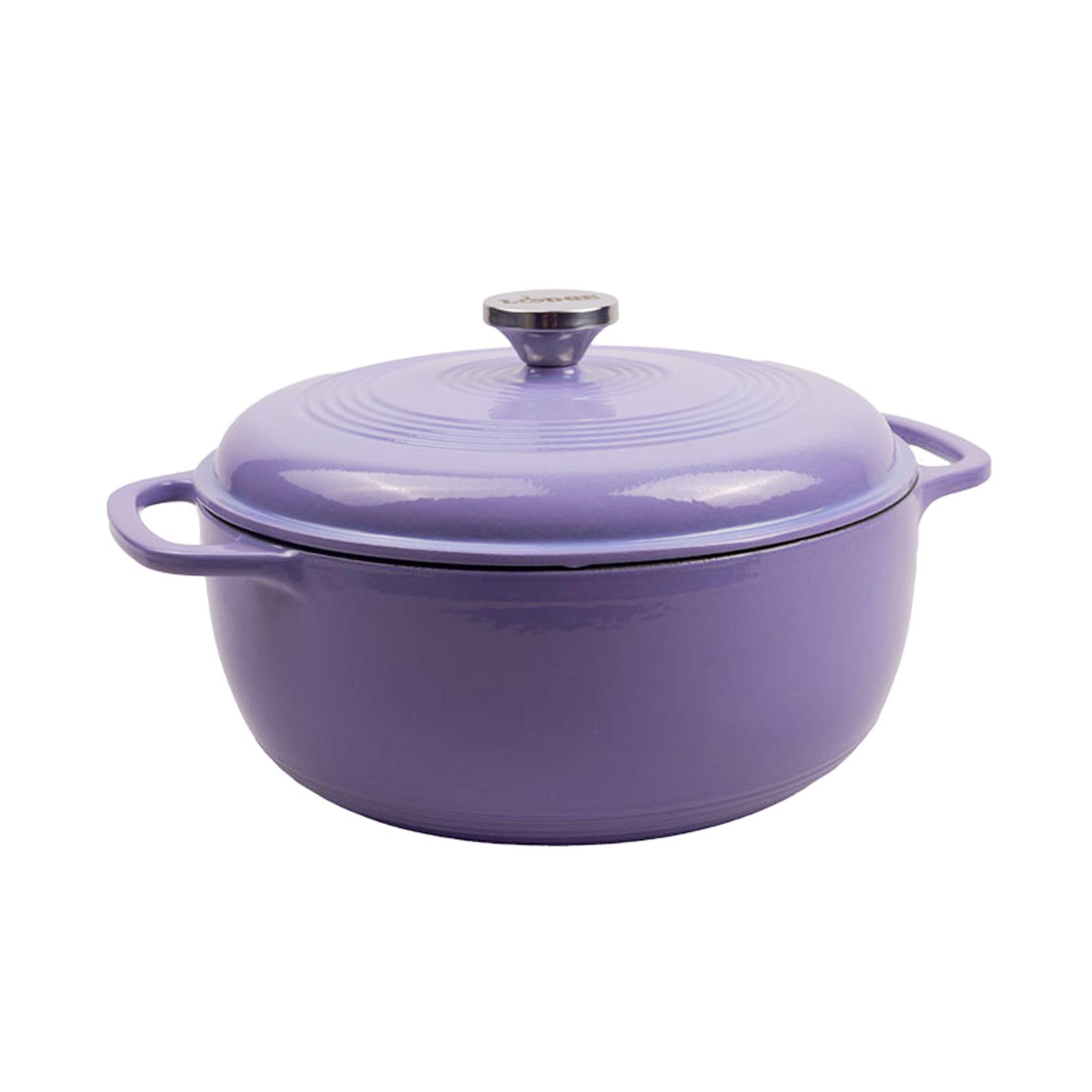 Photo 1 of [Side of Shell is broken, still usable] Lodge Essential Enamel Cast Iron Dutch Oven 6 Quarts - Perfect for Bread Baking, Braising, Marinating & Slow Cooking, Features Moisture-Sealing Lid & Dual Handles, Kitchen Essentials, Lilac