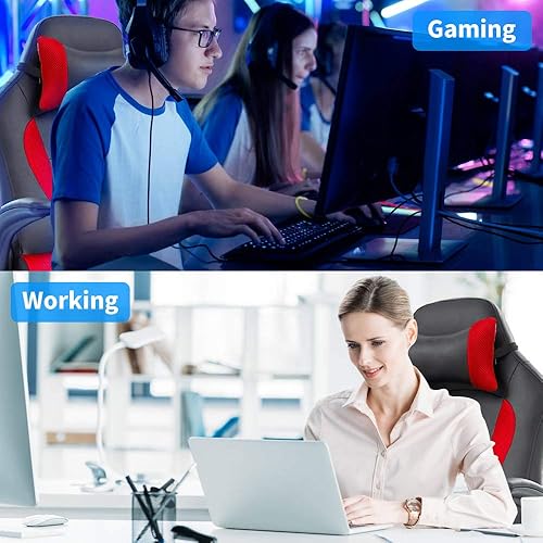 Miniatura 7 de Meet perfect Silla ergonómica para videojuegos, silla de oficina, silla de escritorio, silla de computadora de cuero, soporte lumbar y almohada para