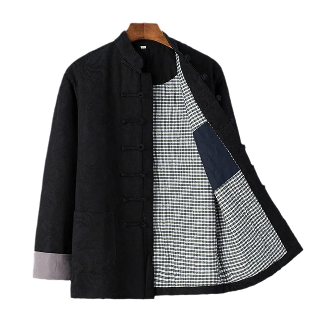 Winter Warm Tang Suit Men Cotton Padded Kung Fu Uniform Jacket for Seniors, Tai Chi Uniform Chinese Clothing