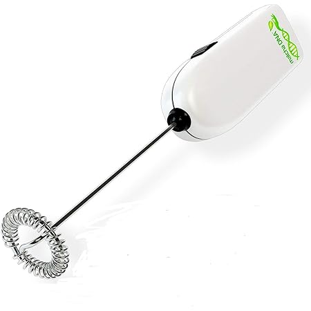 MatchaDNA Milk Frother - Handheld Battery Operated Electric Foam Maker For Bulletproof Coffee, Lattes, Cappuccino, Hot Chocolate, Sleek Drink Mixer (Round Tip 1 Pack)