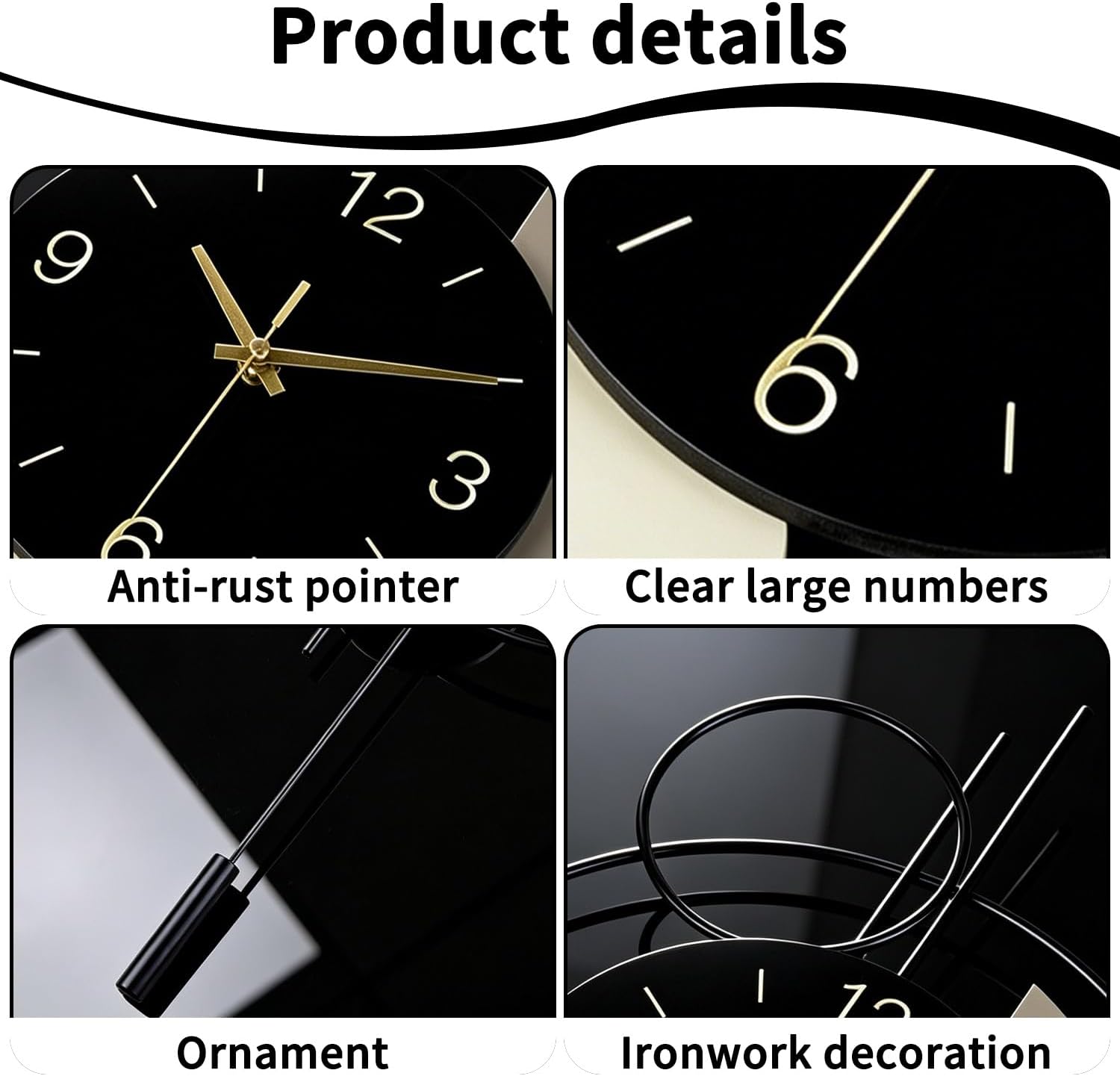 Wall Clock with Pendulum,Silent Quality Quartz Battery Operated,Large Wall Clock for Living Room Kitchen Home Bathroom Bedroom Wall Decor,15.4x25.4inch(Black)