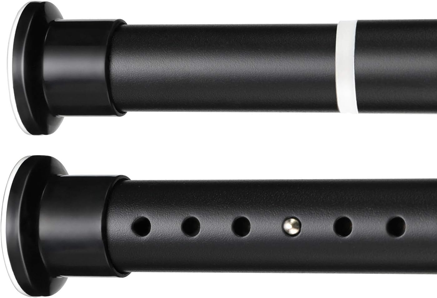 IdreseTension Shower Curtain Rod 260-310cm black Adjustable Tension Spring Curtain Rod No drilling Stainless Steel Easy installation Non-Rust clothes rail in wardrobe Kitchen