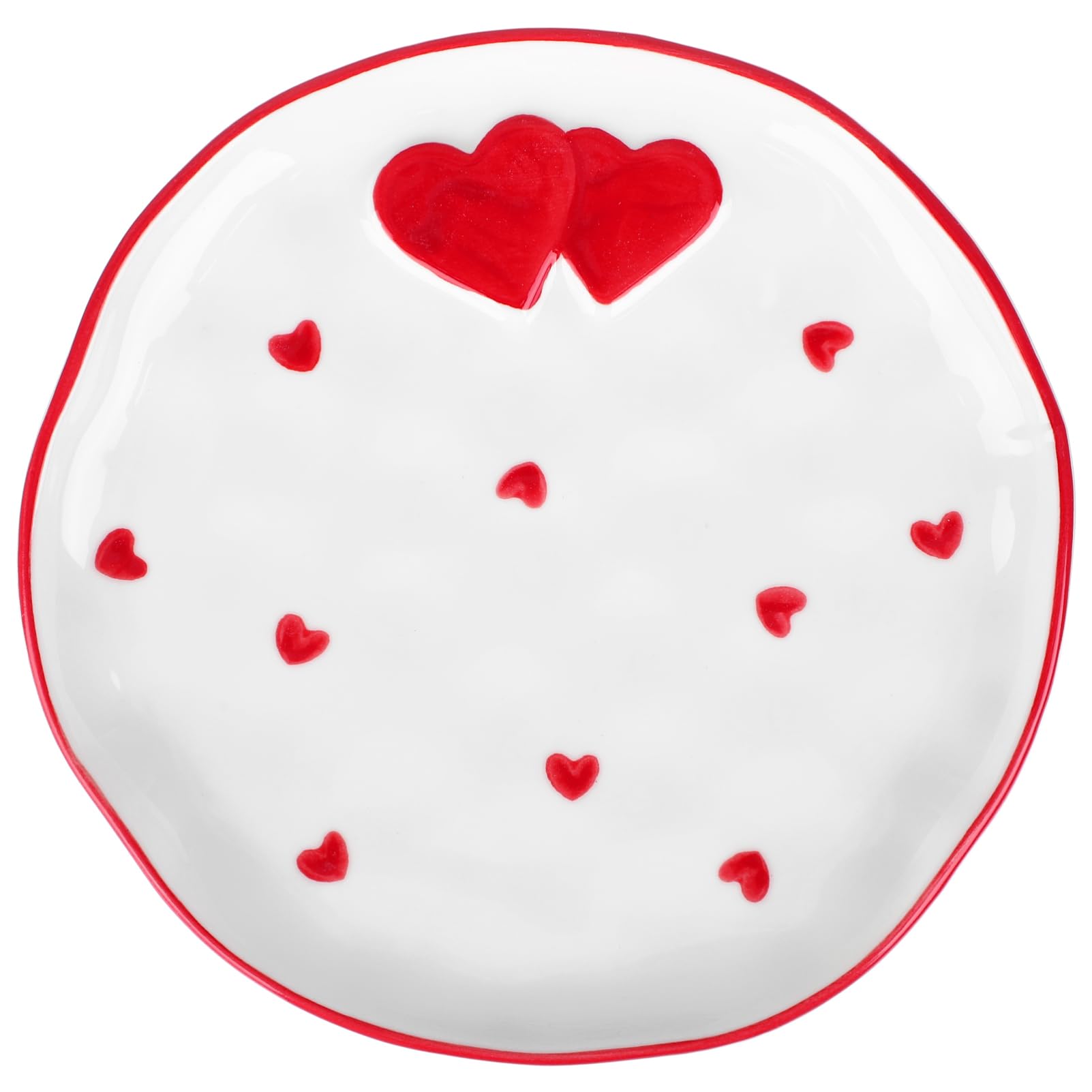 HEALEEP 7 Heart Dessert Plate: Ceramic Food Snacks Serving Plate Valentine Dining Dish for Salad Dessert - Dinnerware Bowls for Home Kitchen