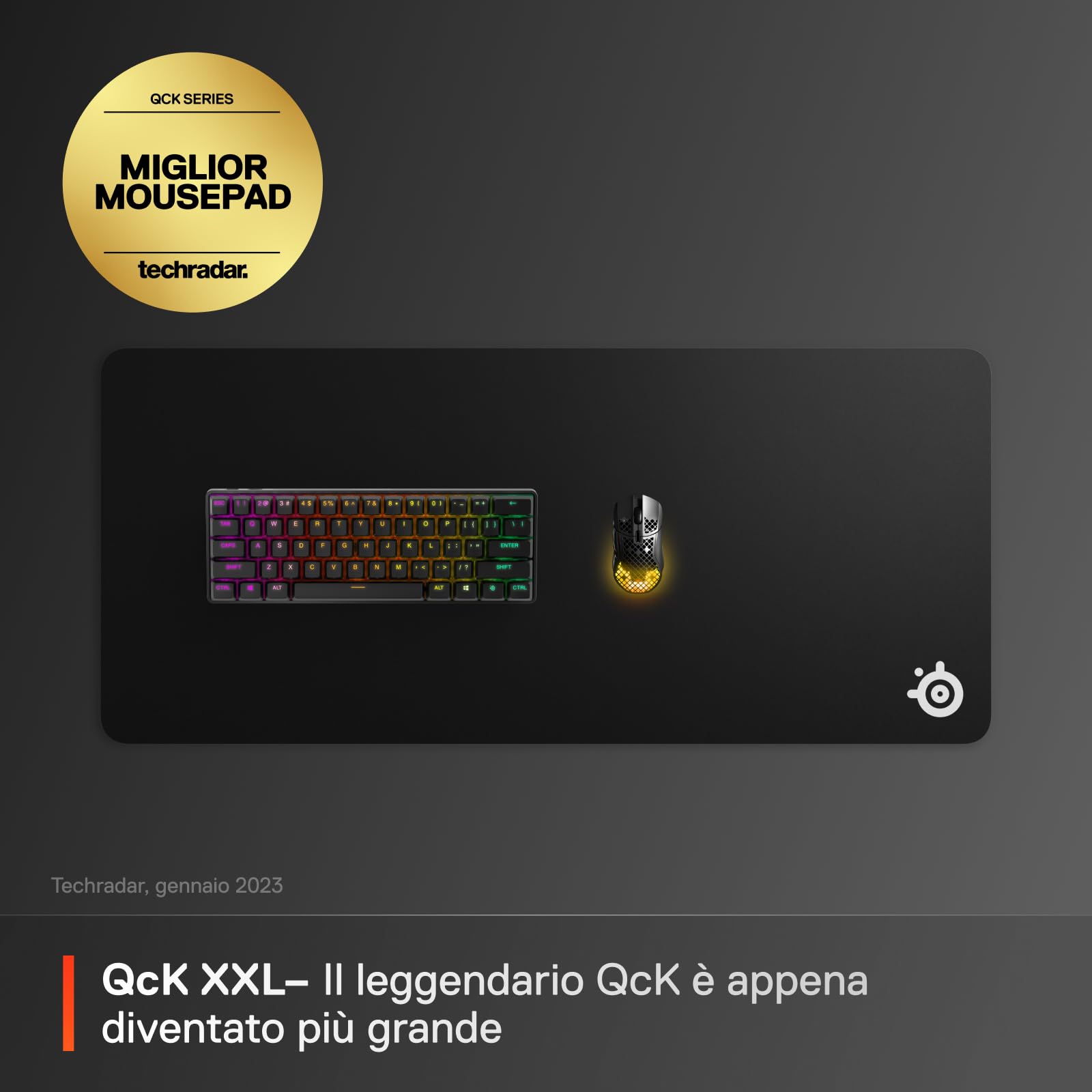 SteelSeries QcK XXL - Tappetino per mouse da gaming - Panno XXL - Tracciamento e stabilità ai massimi livelli - Mousepad per sport - Non scivola mai - Copertura completa della scrivania