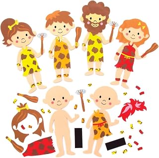 Baker Ross FE449 Stone Age Mix & Match Magnet Kits - Pack of 8, Magnets for Kids, Fridge Magnet for Children, Make Your Own Magnets Craft Kit