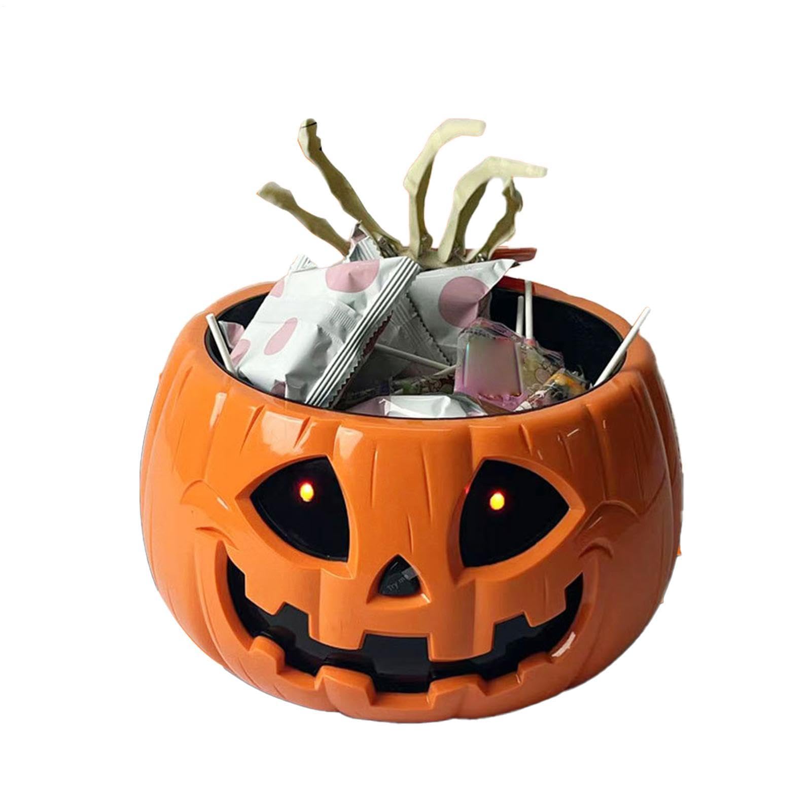 Halloweenowy Pojemnik na Cukierki Elektryczna Dyniowa Miska Na Słodycze Z | Do Podawania Do Nawiedzonego Domu Przyjęć Urodzinowych Klasy Domu Podwórka Ganku