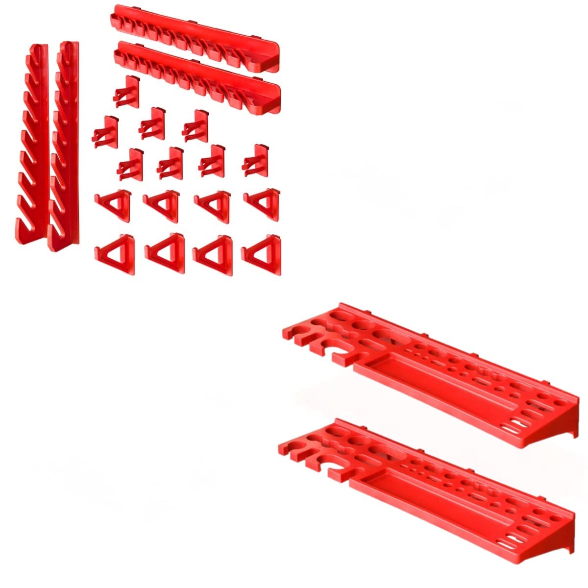 Système de rangement étagère d'atelier | 78 x 78 cm | Boîte de 12 pièces | Étagère murale avec supports à outils et boîtes empilables - Plaques murales extra solides - Étagère murale perforée -