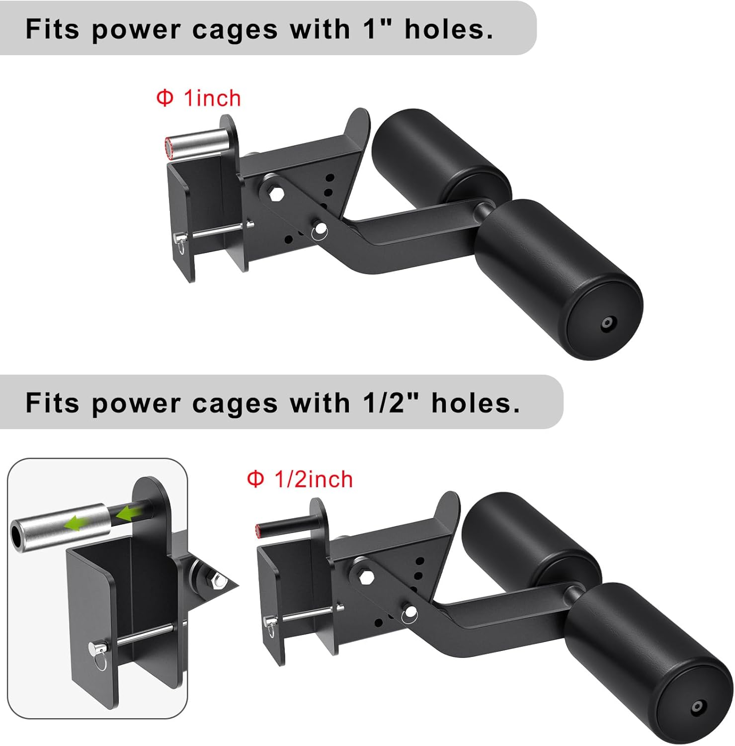 Nordic Hamstring Curl Attachment, Dip Bar, Belt Squat & Safety Spotter Arms for 2"x2" & 3"x3" Power Racks, Home Gym Strength Training Accessories