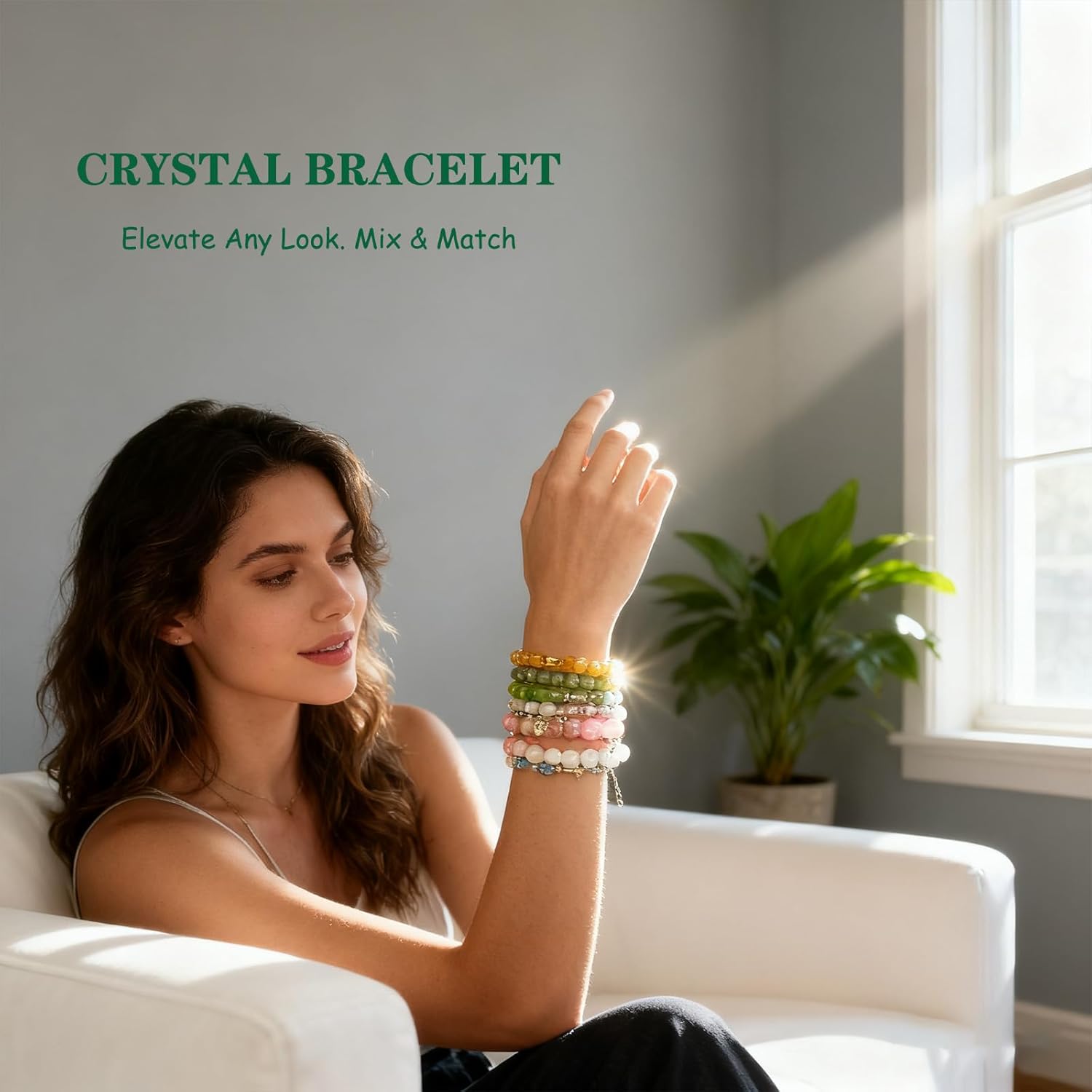 9Pcs-Beaded Bracelets for Women - Healing Stone Bracelet with Beads, Spiritual Jewelry Gifts for Daughter, Friendship, Yoga Meditation Healing Energy Jewelry, Stackable Ankle Bracelet, Boho Spiritual Gift - Image 4