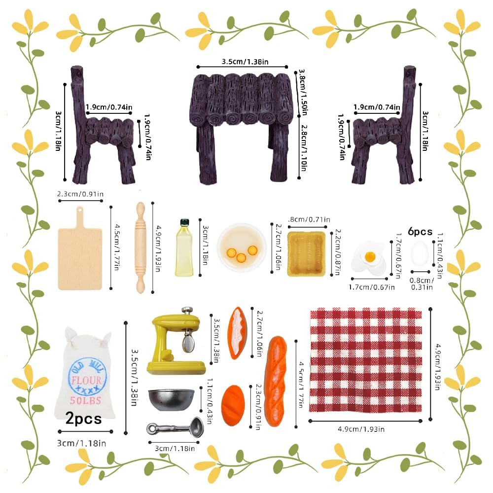 Juego De 23 Accesorios Miniaturas Para Casas De Muñecas - Muebles Y Utensilios De Cocina En Escala 1:12, Ideal Para Gnomos O Decoración