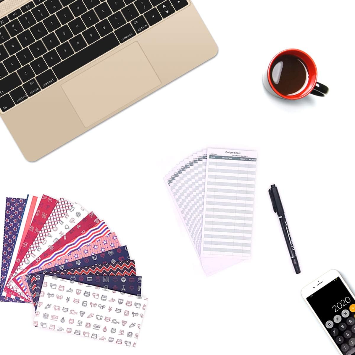 12 Budget Envelopes & 12 Budget Sheets - Laminated Cash Envelope System for Money Savings with Expense Tracker Sheets for Finance Record Water Resistant
