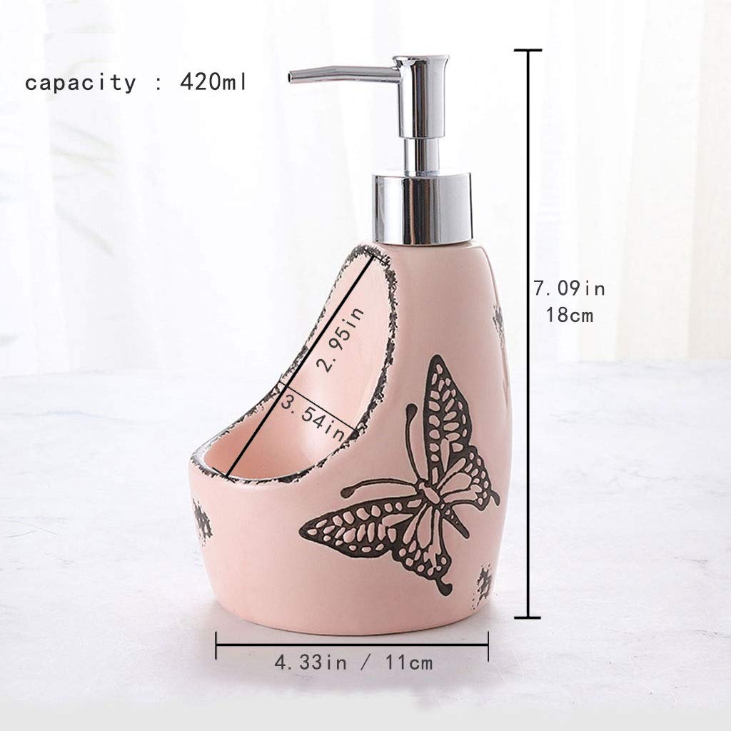 Dispenser per Sapone Liquido Lozione detergente Ceramica Dispenser maniluvio Dispenser di Sapone Bagno Doccia Lotion Dispenser Soap Dispenser Dosatore Sapone Ricaricabile (Color : A, Size : M)