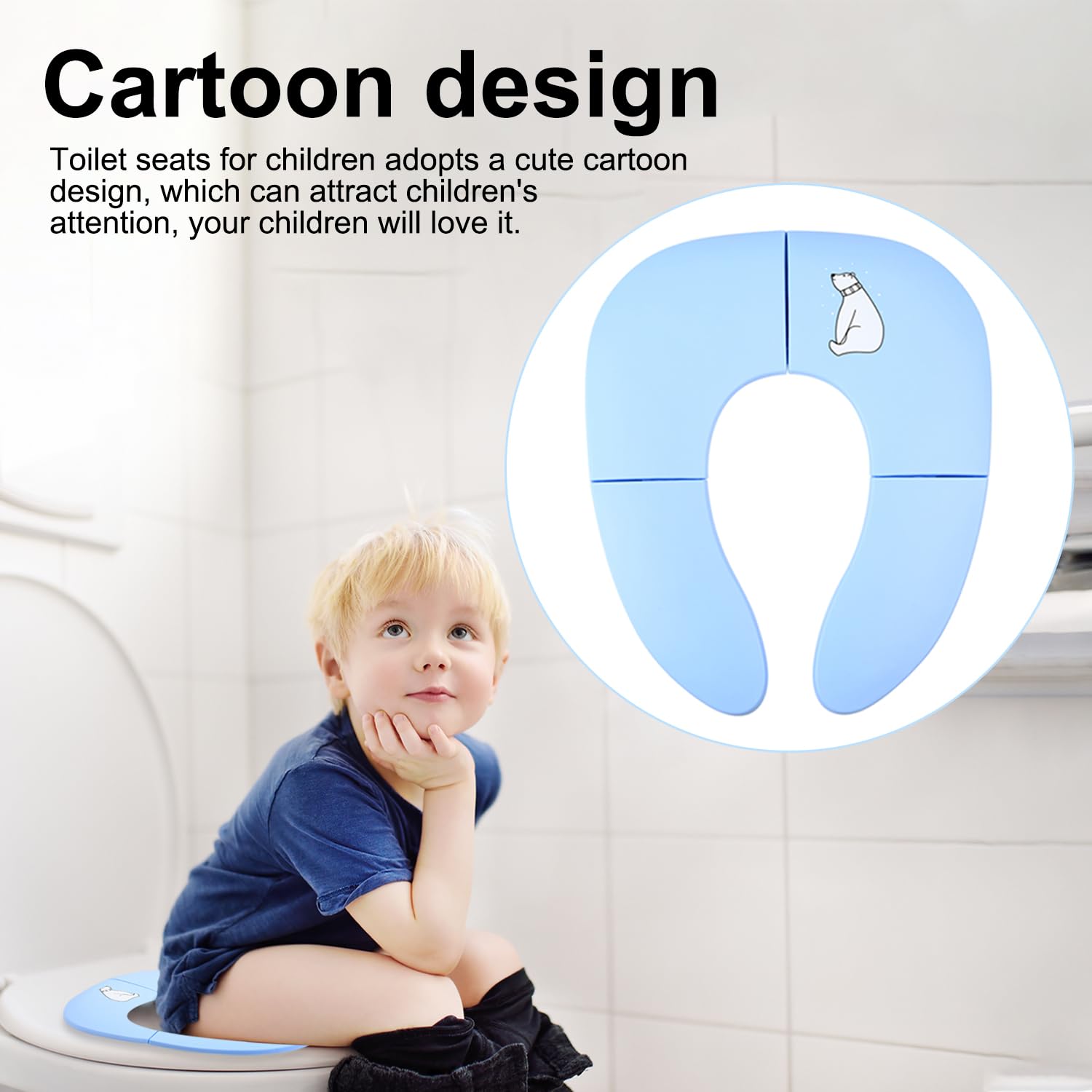 Riduttore Water Bambini Pieghevole, Riduttore Water WC da Viaggio per Bambini, Sedile WC Pieghevole per Bambini, Vasino Portatile da Viaggio, Riduttore Toilette Sedile Bambini