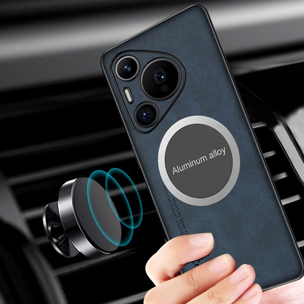 Funda para Huawei Pura 80 Ultra/80 Pro +/80 Pro/80, Protección De Cámara Anti Caídas Carcasa Piel Soporte Magnético para Coche,Azul,80 Pro