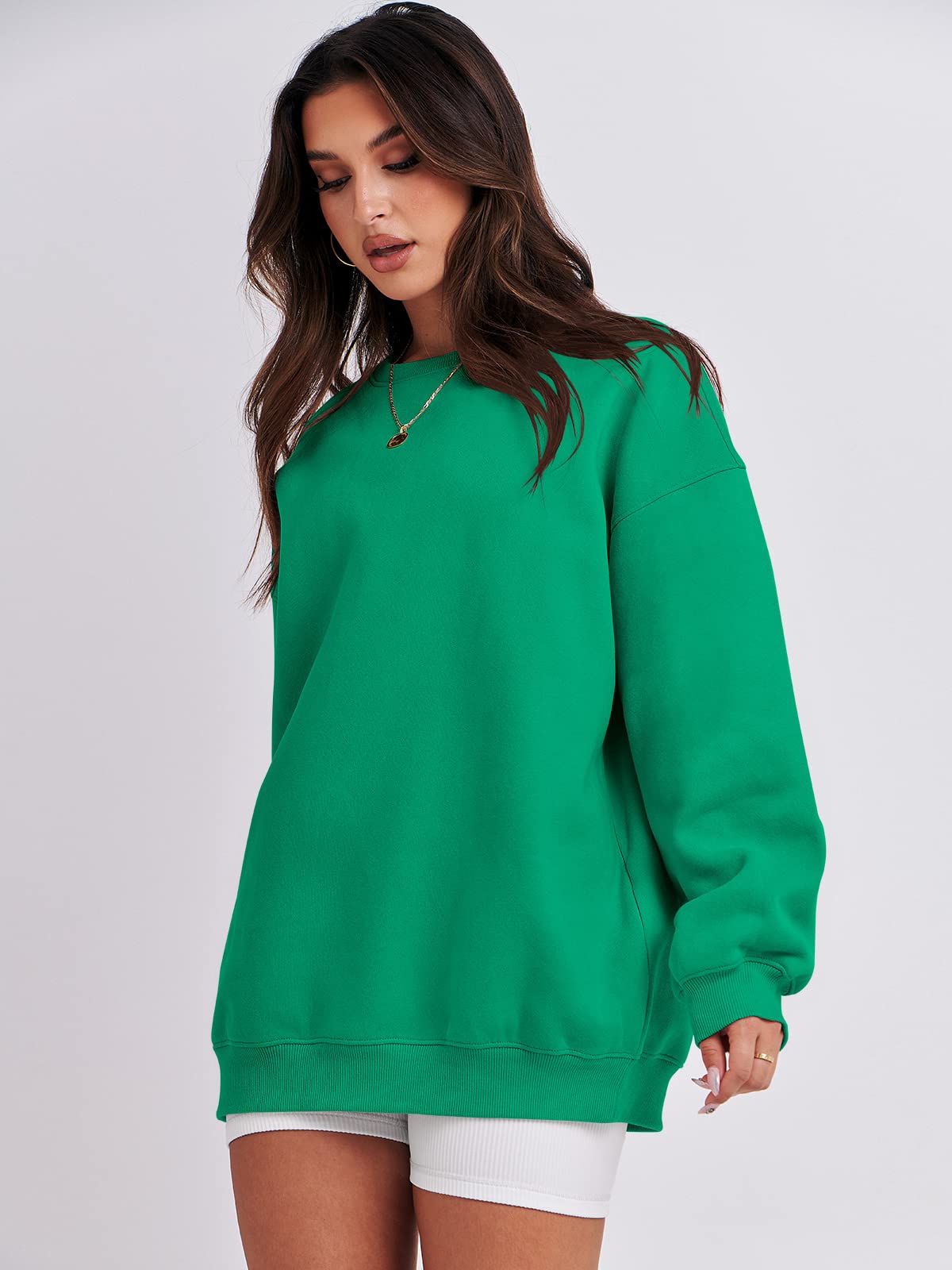 Damskie bluzy oversize bluzy z kapturem polar okrągły dekolt sweter top codzienne jesienne stroje preppy ubrania nastolatki 2024 A1019 światło