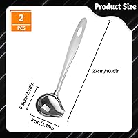 Vista 2 de Cucharón de salsa con boquilla de vertido, cucharón de salsa de mango largo de 10.6 pulgadas, cuchara de acero inoxidable para salsas, salsas