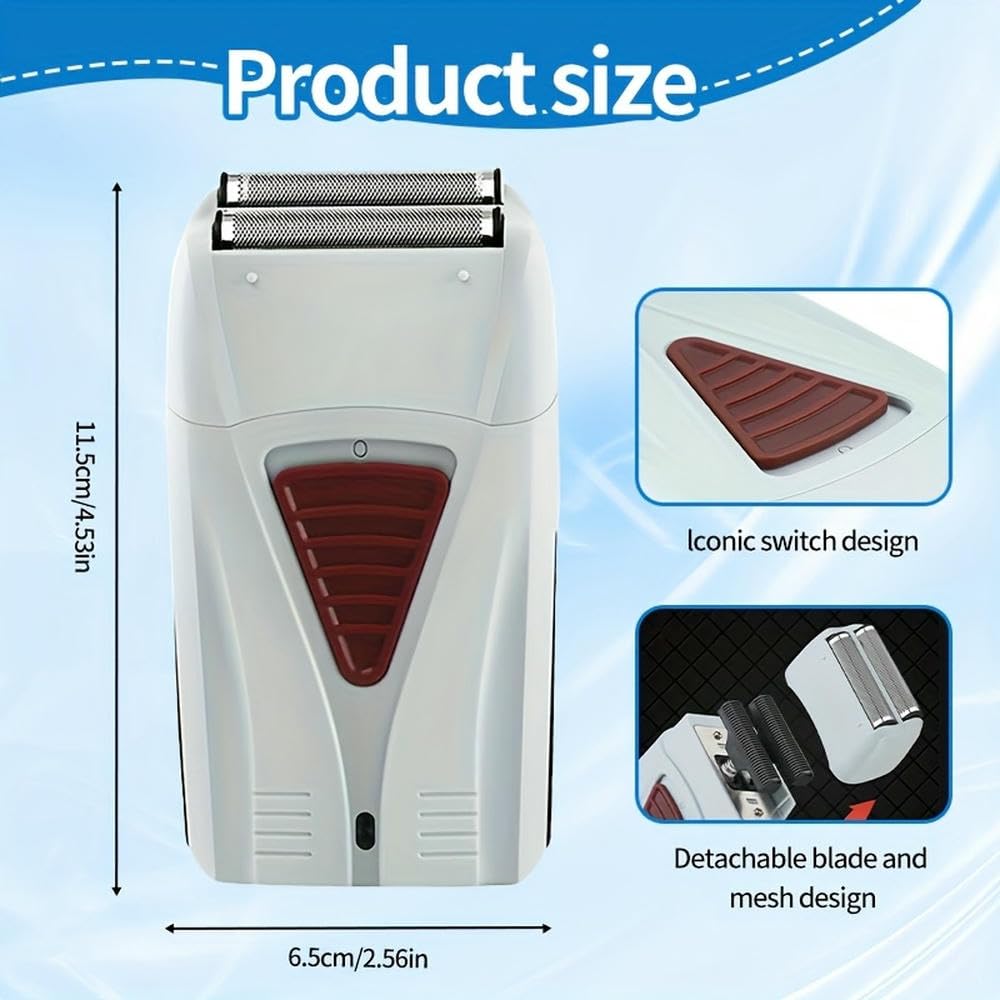 SYJYM Rasoio Elettrico Ricaricabile USB per Uomo Rasoio Portatile a Doppia Testa Lame in Acciaio Inossidabile Strumento per la Cura dei Baffi