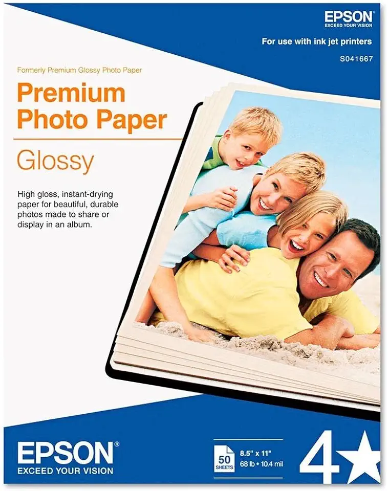Epson Premium Photo Paper Glossy 8.5x11 50 sheets S041667