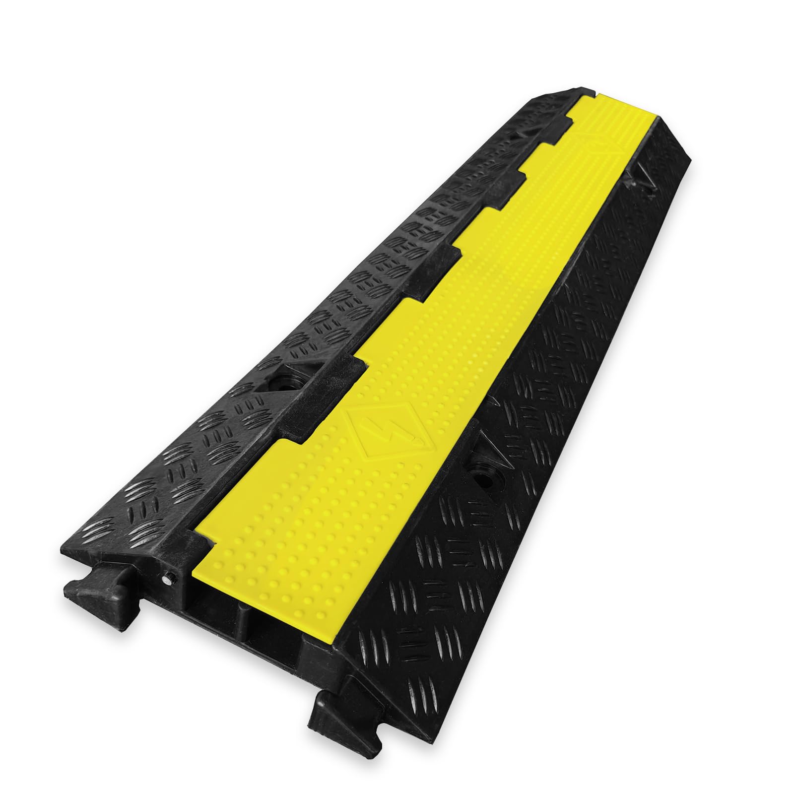 Floordirekt Kabelbrücke Peak - wetterfeste Kabelbrücke überfahrbarer Kabelschutz bis 7,5t für die Baustelle, aus Hartgummi (2 Kanäle, aufklappbar)